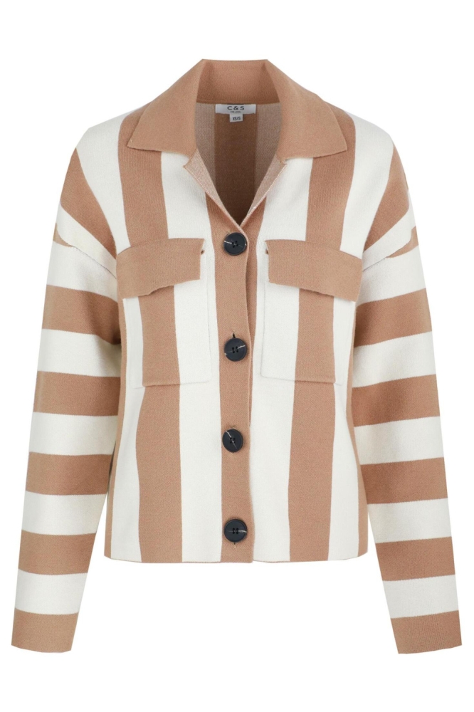 CECILLIA KNIT CARDIGAN 25NMC07 016523 WOOL WHITE/LIGHT CAMEL